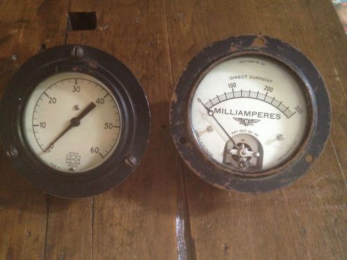 2 Two Vintage Jewell Electrical  Gauge &amp; U.S. Gauge Co Gauge Meters Steampunk