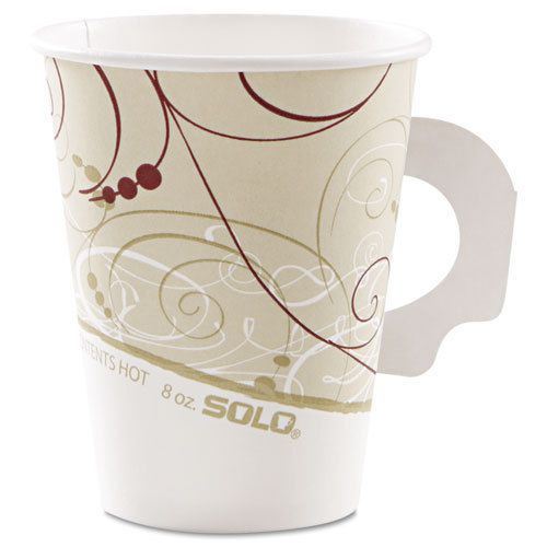 Hot cups, symphony design, 8oz, w/handle, beige, 50/pack for sale