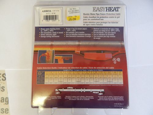 Easy Heat Pipe Heating Cable with Thermostat, 6&#039; Foot, New In Package, #AHB016