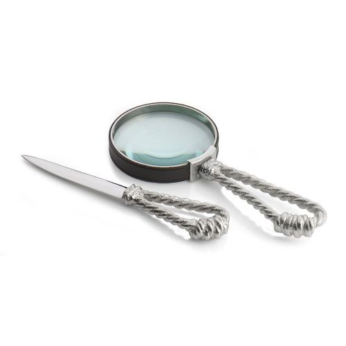 MICHAEL ARAM ROPE MAGNIFYING GLASS &amp; LETTER OPENER SET NEW IN BOX $130