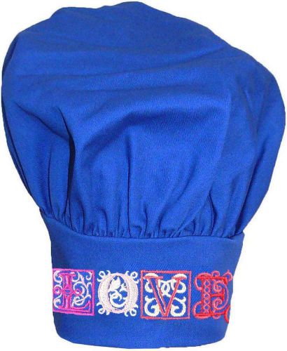 Ornate Love Swirls Chef Hat Adjustable Wedding Mother&#039;s Day Monogram Blue Avail