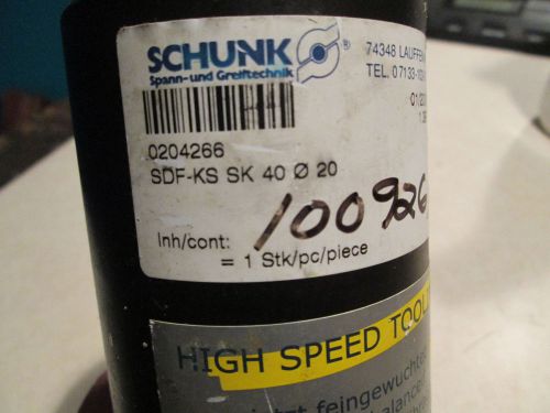 SCHUNK SDF KS-C40 20mm 0204266 PRECISION SHRINK FIT TOOL HOLDER,( NEW)