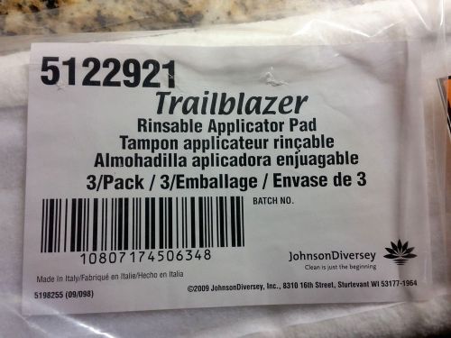 6 johnson diversey trailblazer rinsable applicator pads - 2 new packs of 3 pads for sale