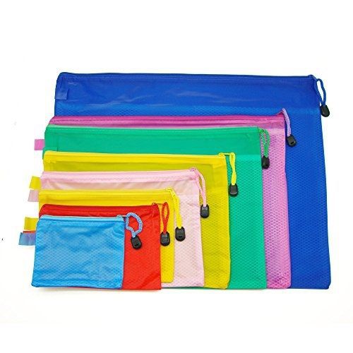 Blue Handcart Waterproof Double Layer Zipper File Bags - Office Document Cash