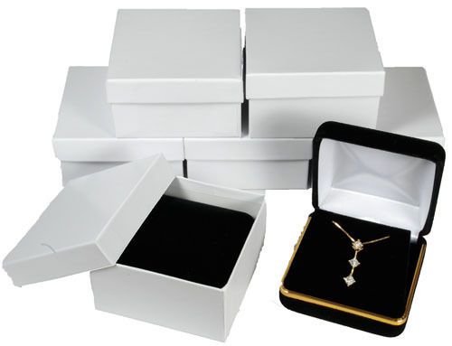 6  Piece Black Velvet Necklace Earring Jewelry Gift Box 2 5/8&#034; x 2 5/8&#034; x 1 3/8&#034;