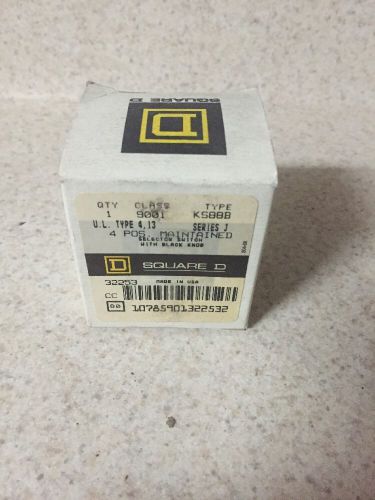 New Square D  9001KS88B  Series J 4 Pos. Maintain Selector Switch Black Knob