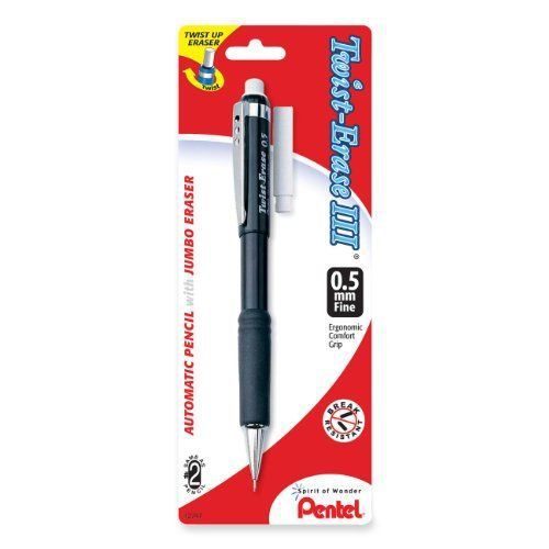 Pentel Twist-Erase III Automatic Pencil with 1 Eraser Refill, 0.5mm, Assorted