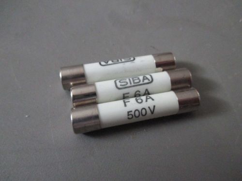 NEW LOT OF 3 SIBA 6A 500V CERAMIC FUSE F6A, NEW &amp; READY TO WORK