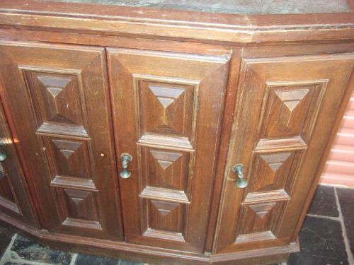 1980s Office Credenza Walnut timber and green marble top