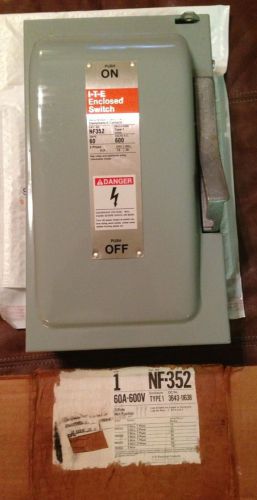 Siemens I-T-E Heavy Duty Safety Switch NF352 60A 600VAC 3 Pole Type 1 - NEW