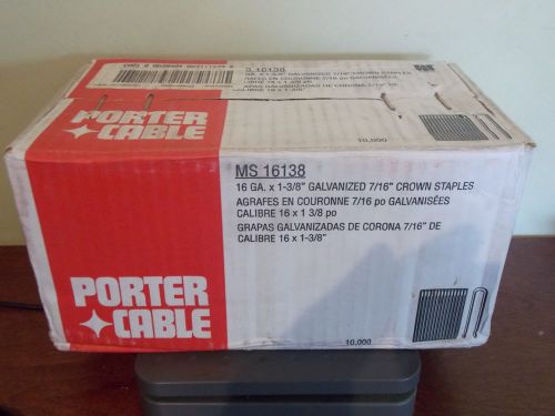 Porter cable 16 guage 1 3/8 galvanized 7/16 crown staples unopened 10,000 count for sale