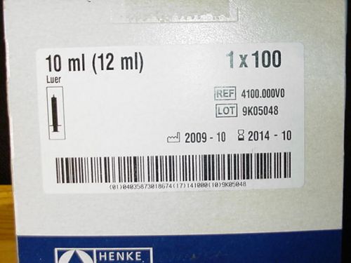 Norm-Ject 1X100 10 ML Luer Disposable Syringe 4100.000V0 Latex Free 2 Part New