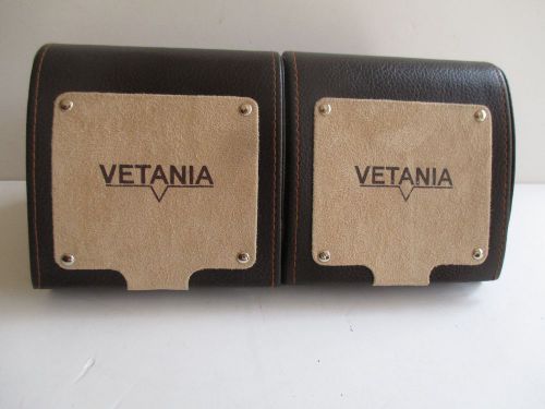 2 VETANIA WATCH CASES PEBBLE BROWN LEATHER SUEDE WARRANTY CARD