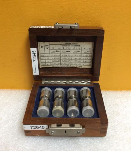 Weinschel AS-9040, 3, 6, 10 &amp; 20 dB, 4 pc, APC-7 Precision Attenuator Set + Case