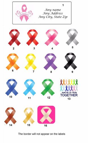 30 Personalized Address Labels Cancer Ribbons Buy 3 get 1 free (cr1)