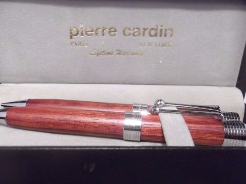 Set of Pierre Cardin Wooden Grain Pen and Pencil with Original Case.