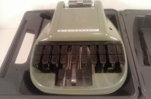 VINTAGE STENO-LECTRIC STENOGRAPH &amp; GRAY CASE REPORTER SHORTHAND MACHINE