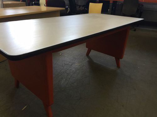 VINTAGE/OLD STYLE TANK TABLE/DESK by ALLSTEEL OFFICE FURNITURE in ORANGE COLOR