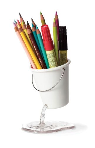 White Desk Bucket Whole in the Bucket Desk Office School Organizer Peleg Design