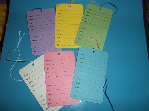 3300+ xlarge garment clothes retail price tags w/string 3 7/8x2 1/4&#034; asst colors for sale