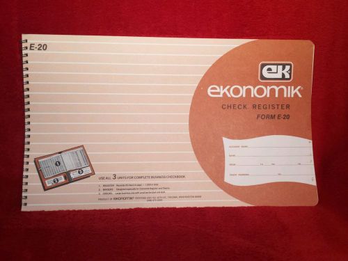 Ekonomik Systems Wirebound Form E20 Check Register W/ 25 Left Distribution NOS