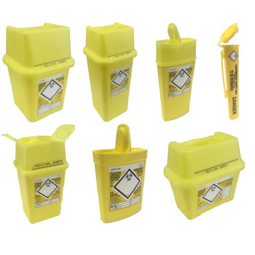 SHARPSAFE YELLOW BIO HAZARD BLADE SYRINGE NEEDLE CLINICAL WASTE SHARPS BOX BINS