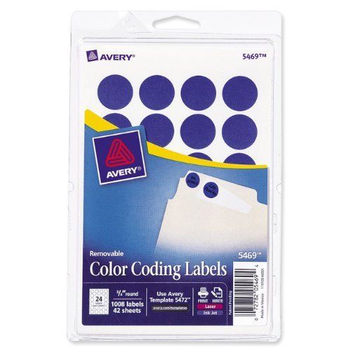 Avery Print/Write Self-Adhesive Removable Labels, 0.75 Inch Diameter, Dark Blue