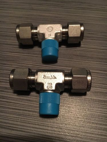 Lot of (2) crawford/ swagelok ss-600-3ttm  , 3/8 branch tee 3/8  x 3/8 x 1/4 npt for sale