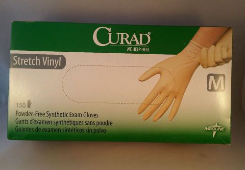 Curad Stretch Vinyl Exam Gloves Size Medium Qty 150 REF CUR9225 Unopened Box