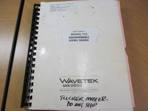 Wavetek 172 Programmable Signal Source User Manual w/schematics c06/78