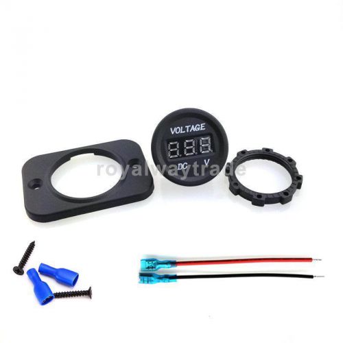 Black 12-24v motorcycle universal led digital voltmeter with 15cm cable for sale