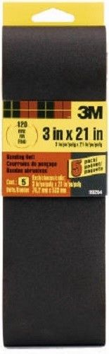 3M 5 Pack, 3&#034; x 21&#034;, 120 Grit, Sanding Belt