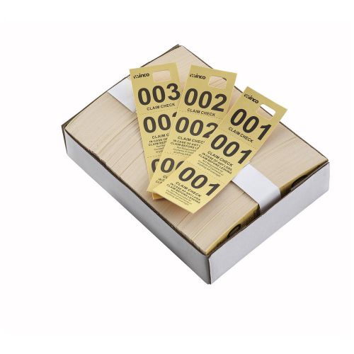 Winco CCK-5YL, Yellow Coat Check Tags, 500-Piece Box