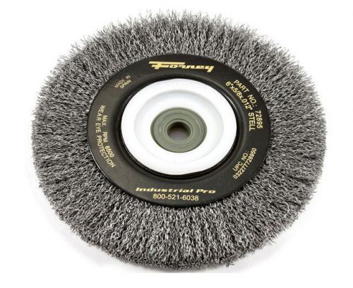 Forney 72895 industrial pro crimped wire bench wheel brush, 6&#034; x .012&#034; for sale