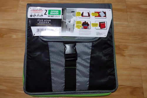 Five 5 Star - 2&#039;&#039; Zipper Binder - 530 Sheet Capacity - Black &amp; Green  Brand NEW