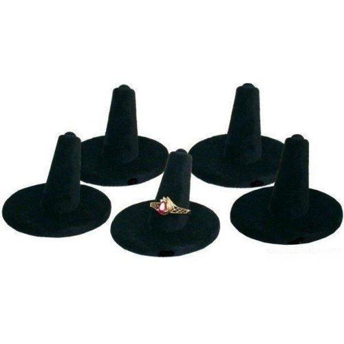 FindingKing 5 Display Ring Finger Solitaire Velvet Black