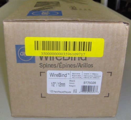 1/2&#034; Diameter GBC 9775028 WireBind Spines Partial Case Black Box Of 83