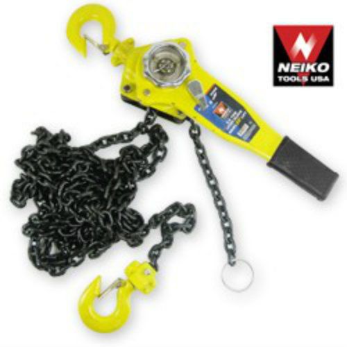 Block chain hoist 1 1/2 tonx 5 ft lift level swivel hook neiko tools load brk. for sale