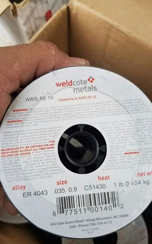 14 rolls!! weldcote aluminum, spool welding wire, er 4043,  .035 x 1 lb. usa. for sale