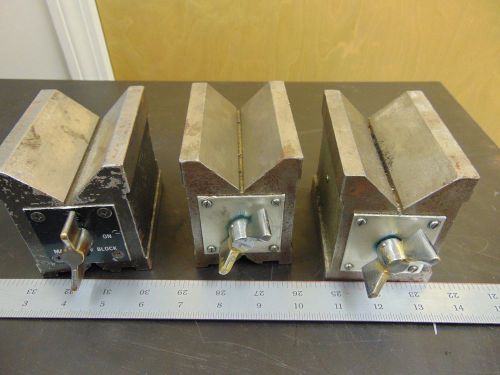 Lot of 3 mfg. in India Magnetic V-Blocks - Used - FU16