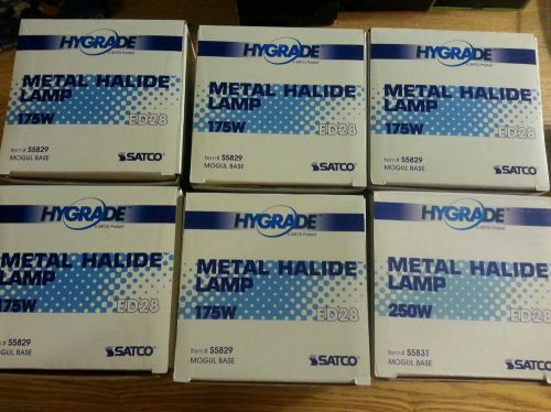 ED28 / S5829 METAL HALIDE LAMP 175W Satco lot of 6 mogul base clear *NEW IN BOX*