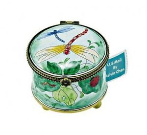 Kelvin Chen Enameled Postage Stamp Holder - Dragonflies