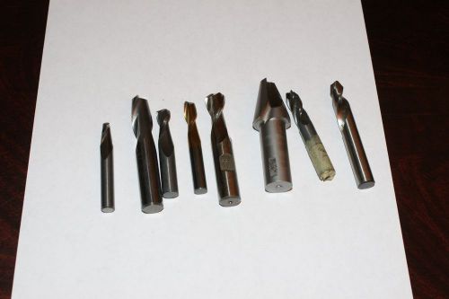 LOT OF 8 ANGULAR E/MILLS: 5 SOLID CARBIDE &amp; 3 HSS, SEE DITEILS