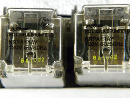 1 Lot of 2, P&amp;B KRPA11AY Relay, 2PDT, 120 Volt Coil, 5A-120 Volt, NEW