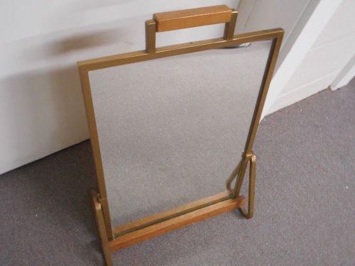 Vintage Floor Shoe Store Mirror Heavy Brass Metal Wood Great Condition