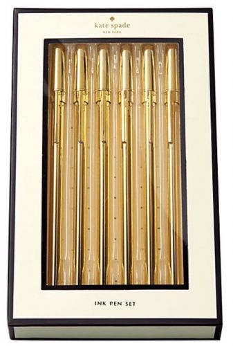 Brand New In Box Kate Spade Ink Pen Set Strike Gold