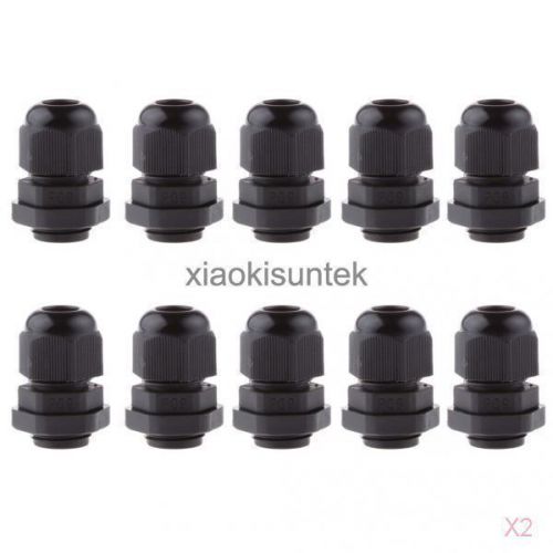 20pcs 4-8mm cables pg9 waterproof ip68 black plastic glands connectors for sale