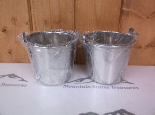 Stainless Steel Bucket Pail 1 Qt Dog Kennel Farm Water Milk Feeding ~ New ~ 2PK