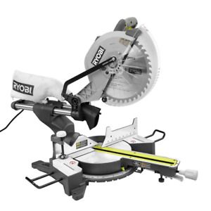 RYOBI Sliding Compound Miter Saw 12 in. 15-Amp Electric Brake Positive Stop