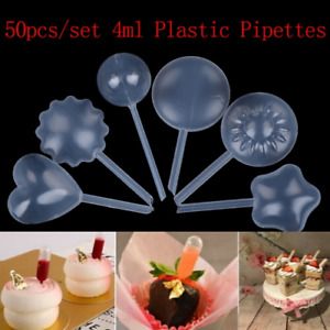 50Pcs Plastic Squeeze 4ml Transfer Pipettes Dropper For Cupcake Ice Cream 6T HL